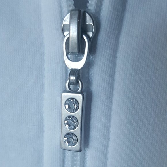 Zip up jacket white black silver stud Blast sz XL - Picture 2 of 11